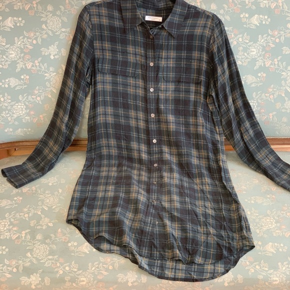 Equipment Femme Plaid Silk Shirt Dress - Picture 1 of 8